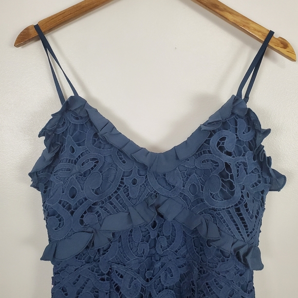 Selfie Leslie NWT blue mermaid dress lace overlay US large - Picture 3 of 7